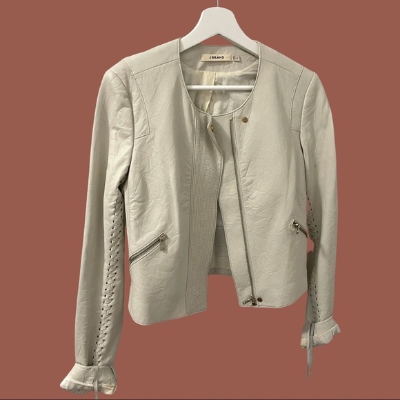J Brand cream leather jacket sz small (p61) - Picture 1 of 6